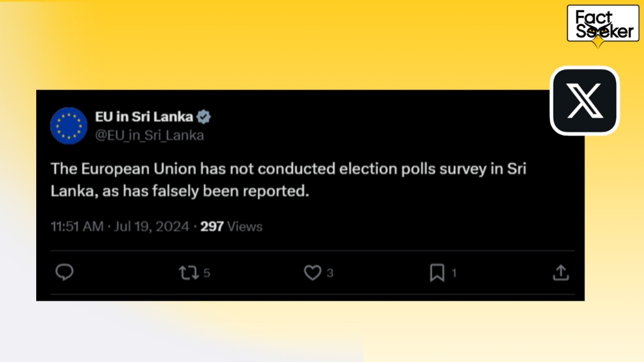 இலங்கையில் தேர்தல் கணக்கெடுப்பொன்றை நடத்தியதாக வெளியான போலிச்செய்தி!