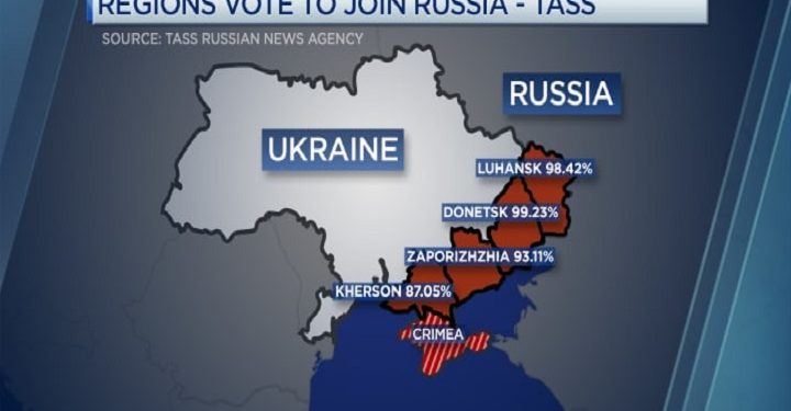உக்ரைனின் 4 பிராந்தியங்கள் உத்தியோகபூர்வமாக இன்று ரஷ்யாவுடன் இணைப்பு!