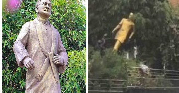 போராட்டக்காரர்களால் சேதமாக்கப்பட்ட D.A.ராஜபக்ஷவின் உருவச் சிலை புனரமைக்கப்பட்டது