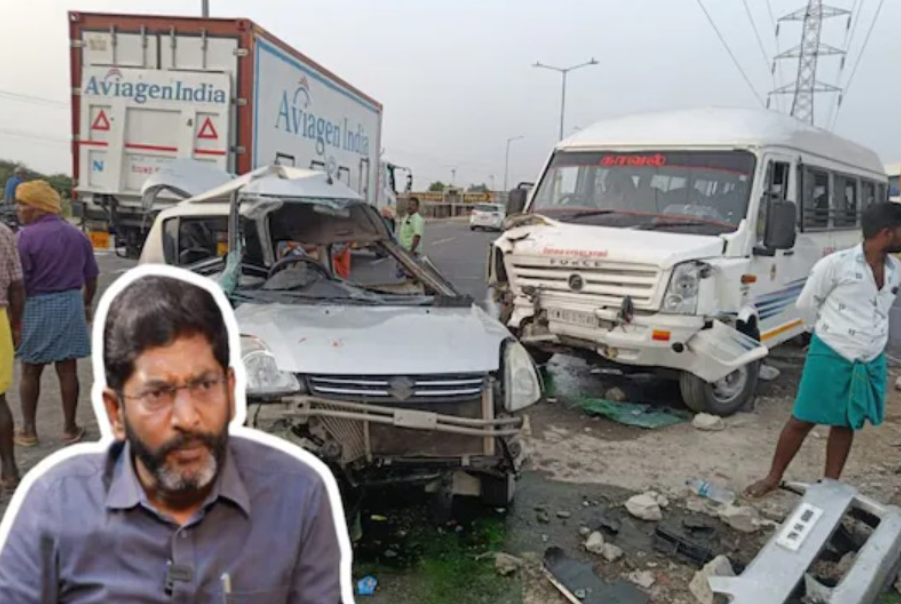 சவுக்கு சங்கர் தேனியில் கைது! அழைத்துச் சென்ற பொலிஸ்  வாகனம் விபத்து! உரசல் காயத்திற்கு  சிகிச்சை!