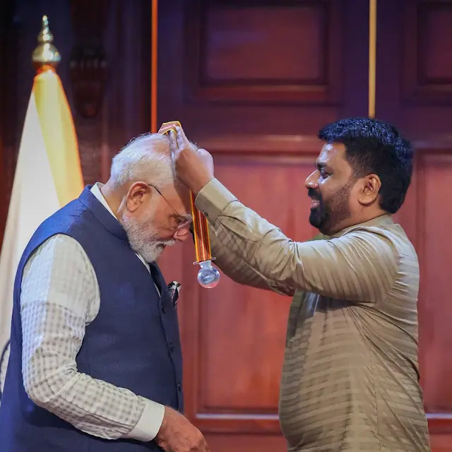 பிரதமர் மோடிக்கு இலங்கையின் உயரிய விருது வழங்கி கௌரவிப்பு!