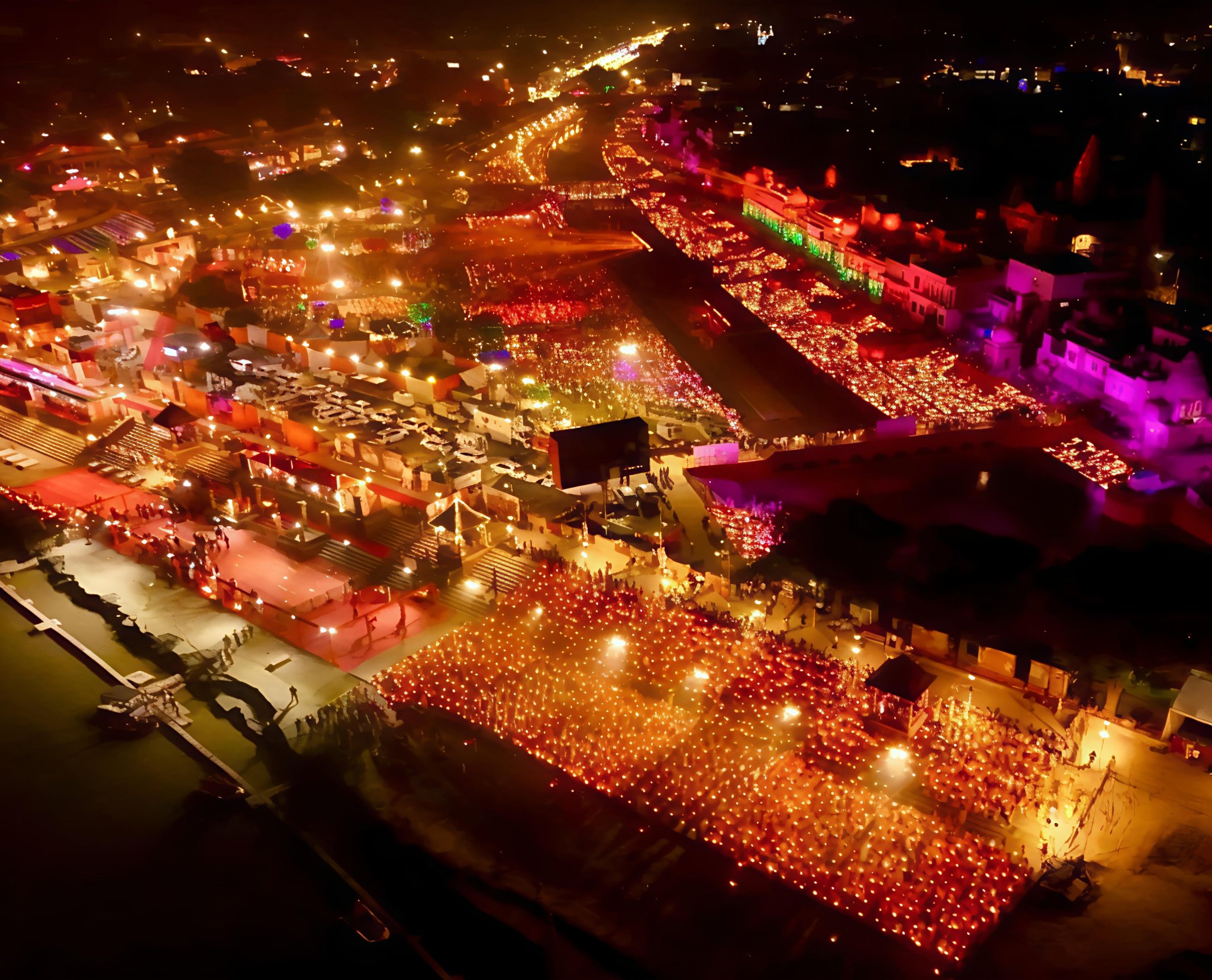 தீபாவளி பண்டிகையில் 26 இலட்ச அகல்விளக்குகள்  ஏற்றி உலக சாதனை!