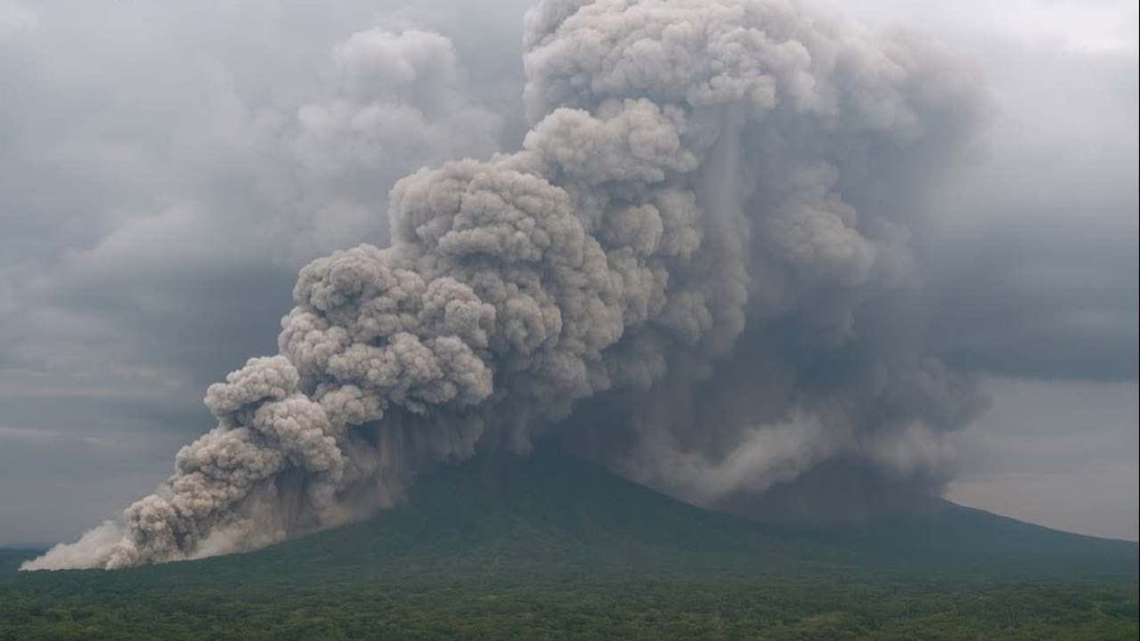 இந்தோனேஷியாவில் வெடித்துச் சிதறிய எரிமலை!