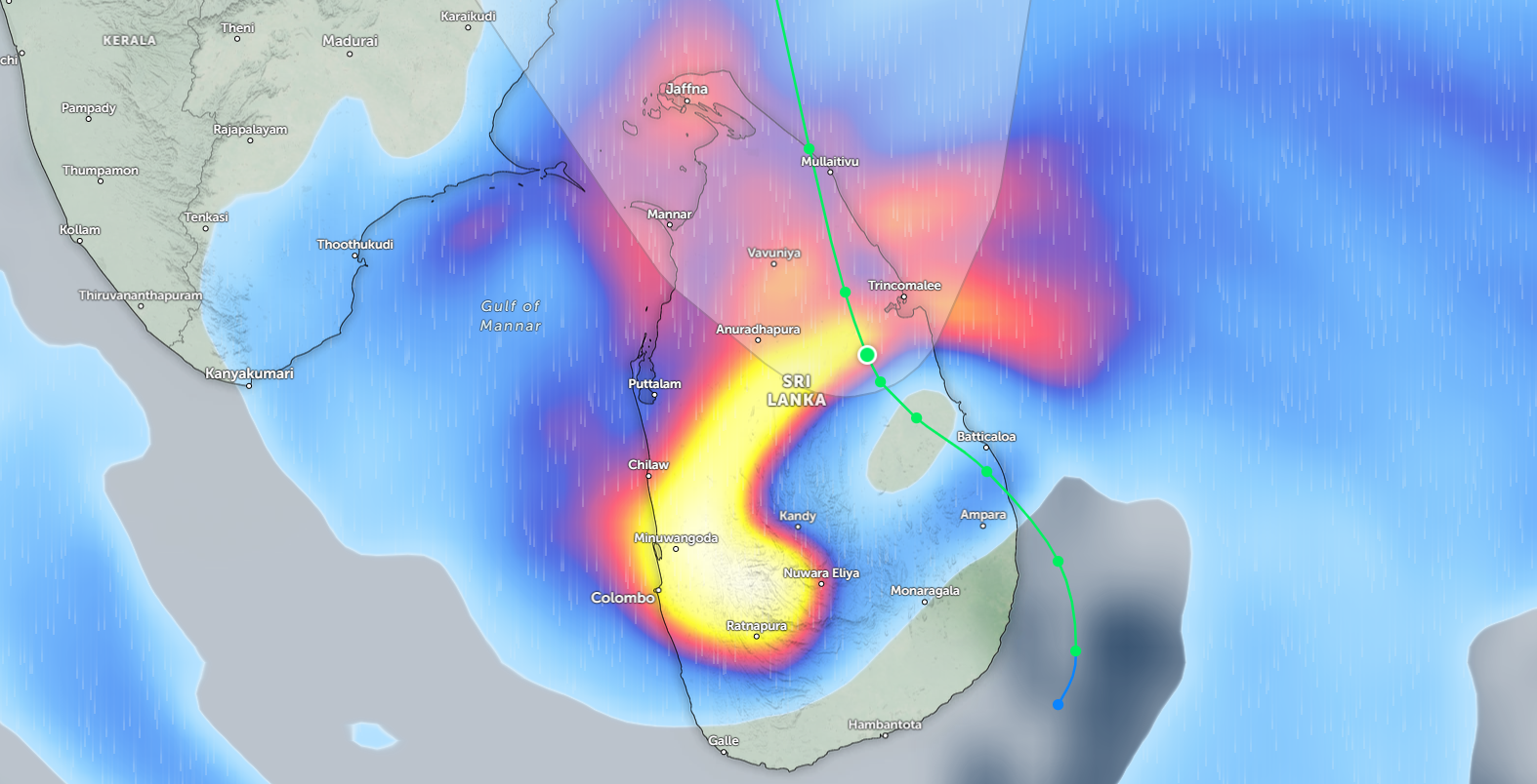 டிட்வா புயல்-திருகோணமலை குச்சவெளியில் மையம்!