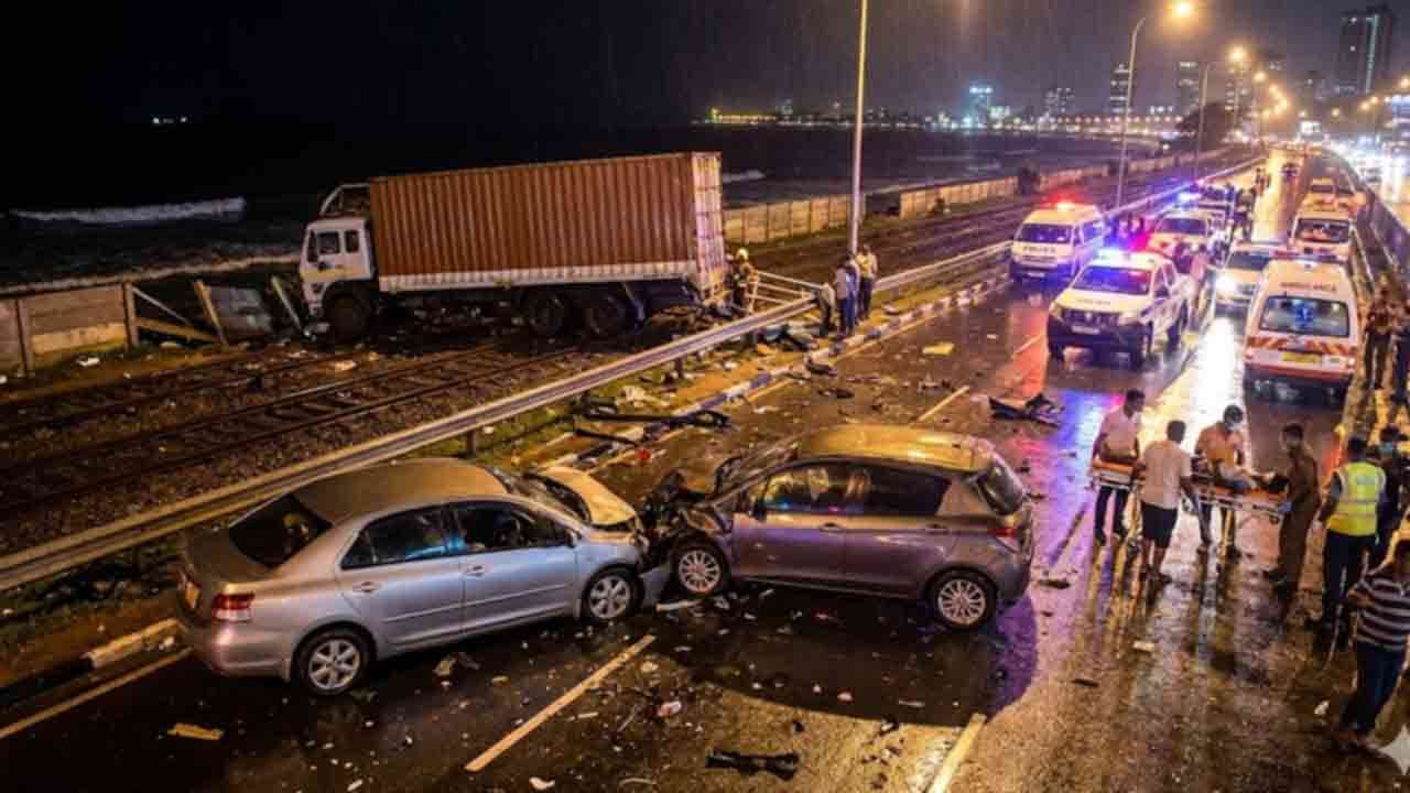 பம்பலப்பிட்டி கடற்கரை வீதியில் அதிகாலையில் பாரிய விபத்து – ஐவர் படுகாயம்!