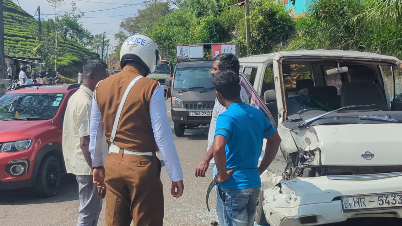 ஹட்டனில் லொறி – வேன் மோதி விபத்து – இருவர் படுகாயம்.