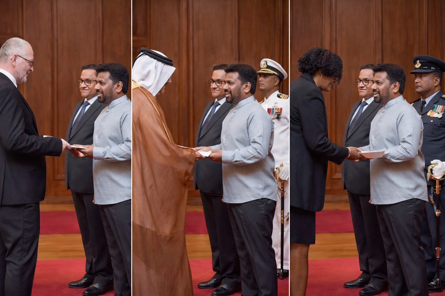 மூன்று புதிய தூதுவர்கள் ஜனாதிபதியிடம் நற்சான்றிதழ் பத்திரங்களைக் கையளித்தனர்