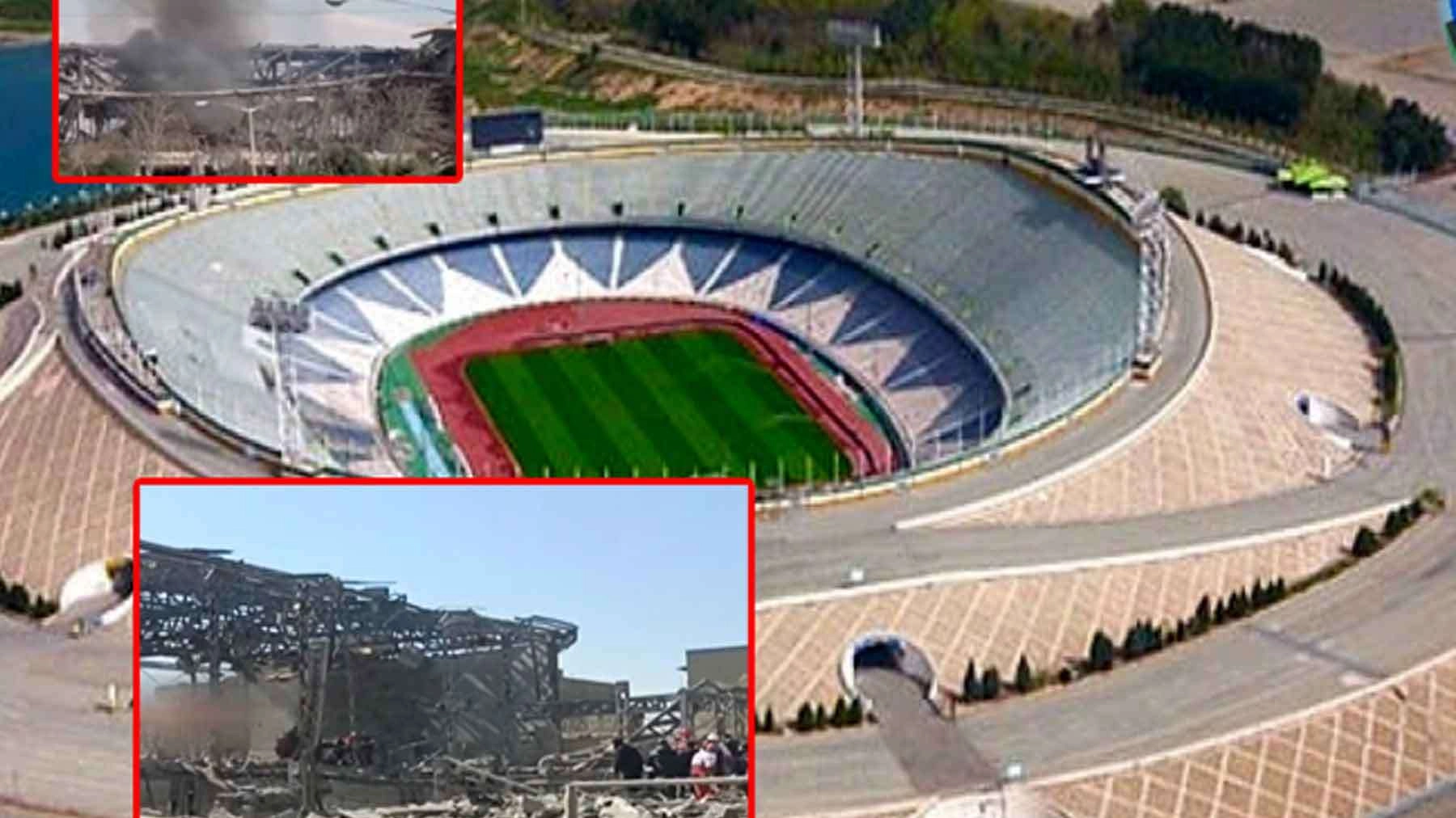 ஈரான் மீது தாக்குதல்:  கால்பந்து மைதானம் கடுமையாக சேதம்